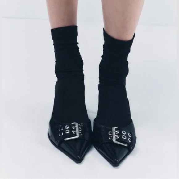 Zara Buckled Heeled Mules Size 6 - Picture 5 of 11